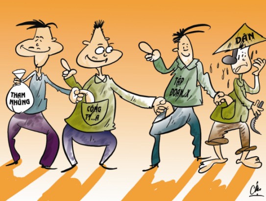 Biếm họa về tham nhũng trên laodong.com.vn.