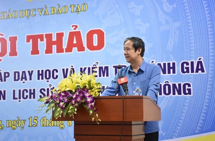 Bộ trưởng Nguyễn Kim Sơn phát biểu tại hội thảo. Nguồn Bộ Giáo dục và Đào tạo