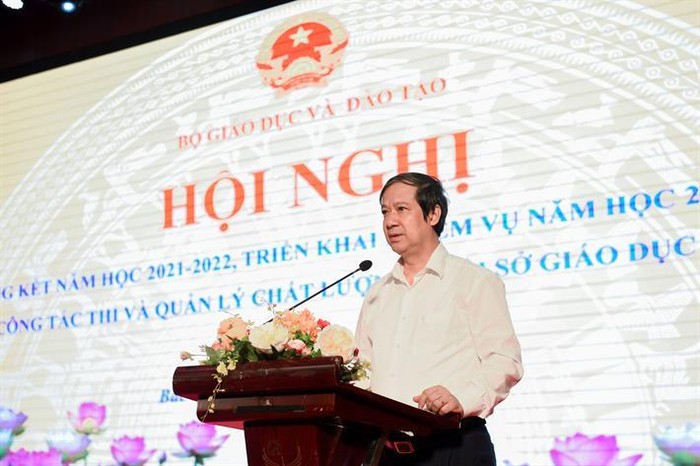 Bộ trưởng Nguyễn Kim Sơn phát biểu kết luận hội nghị. Nguồn: Bộ Giáo dục và Đào tạo